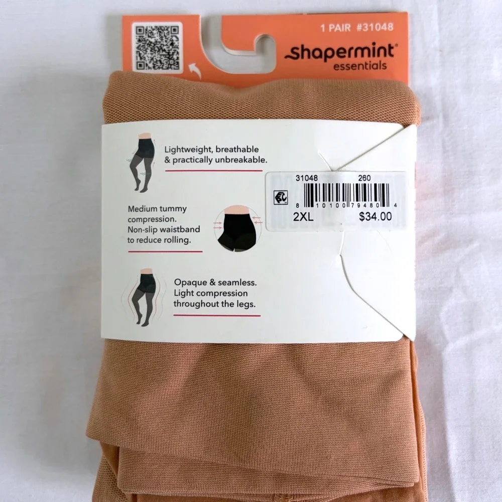 Shapermint Essentials Ultra-Resistant Shaping Tights Nude Tan 2XL 31048 New